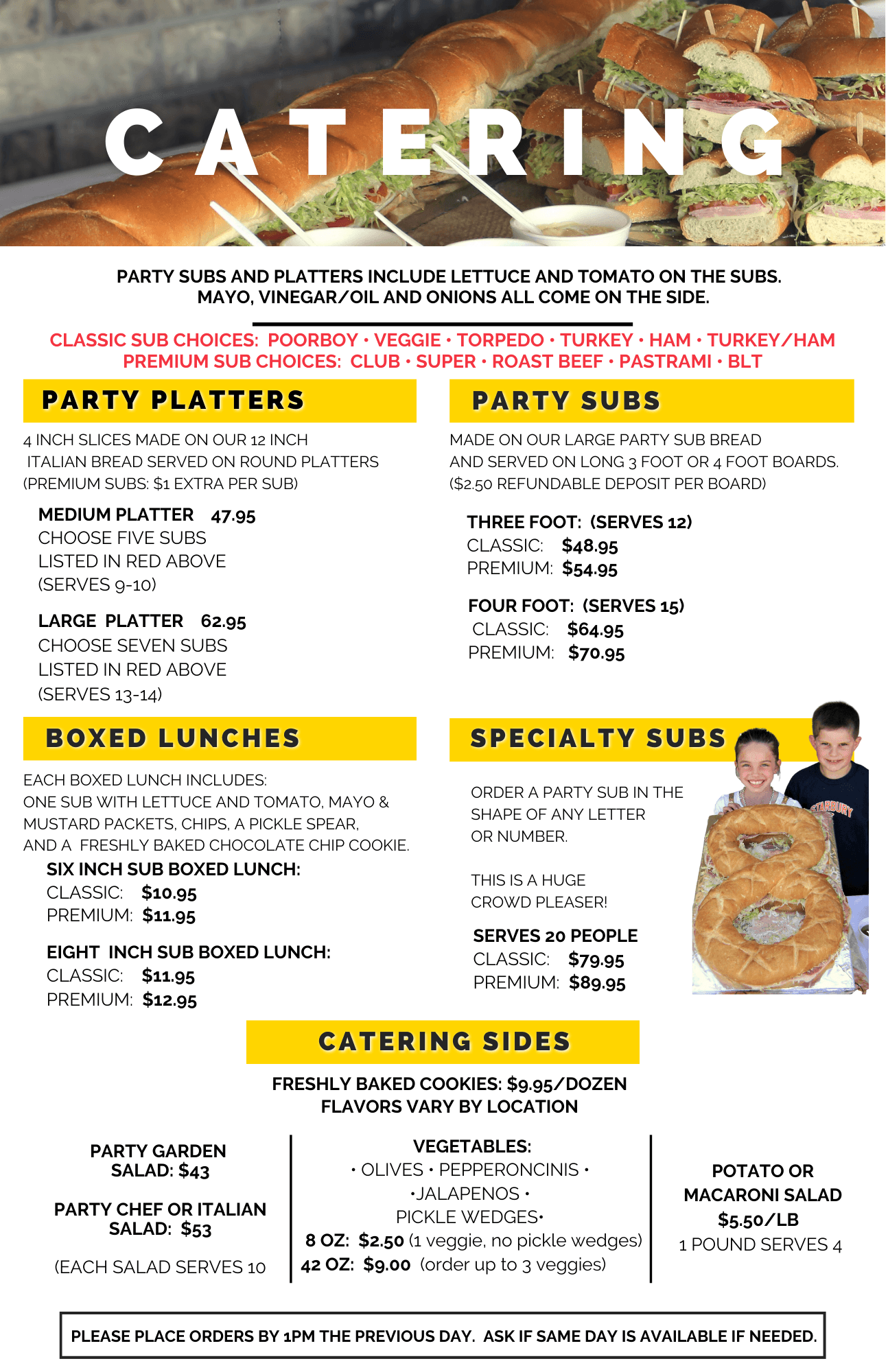 Catering menu